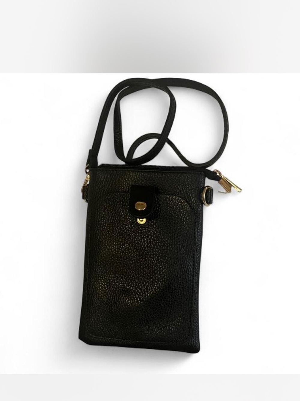 Borse in Pelle Italian Leather Black Crossbody bag with gold details
